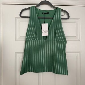 Zara Green Striped Women's Top